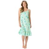 Plus Size Women's Sleeveless Knit Chemise Sleepshirt by Dreams & Co. in Aqua Mint Dragonfly (Size 4X)