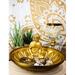 Bungalow Rose Golden Meditating Buddha Zen Padma Dish w/ Rock Pebbles & Lotus Flower Figurine Resin in Yellow | 4.75 H x 8 W x 8 D in | Wayfair