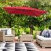 Arlmont & Co. Danasha 8.2' x 8.2' Square Cantilever Umbrella w/ Base Metal in Red | 96.5 H x 98.4 W x 98.4 D in | Wayfair