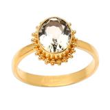 Wintry Green,'Oval Prasiolite Cocktail Ring in 18k Gold Plated 925 Silver'