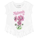 Girls Toddler Tiny Turnip White Washington Nationals Blooming Baseballs Fringe T-Shirt
