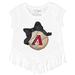 Girls Toddler Tiny Turnip White Arizona Diamondbacks Baseball Bow Fringe T-Shirt