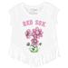 Girls Youth Tiny Turnip White Boston Red Sox Blooming Baseballs Fringe T-Shirt