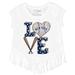 Girls Youth Tiny Turnip White New York Yankees Baseball Love Fringe T-Shirt