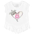 Girls Youth Tiny Turnip White Chicago Cubs Baseball Tiara Heart Fringe T-Shirt