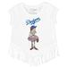 Girls Toddler Tiny Turnip White Los Angeles Dodgers Babes Fringe T-Shirt