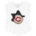 Girls Toddler Tiny Turnip White Cincinnati Reds Baseball Bow Fringe T-Shirt