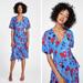 Zara Dresses | 2 For $40!!! Zara Blue Floral Flutter Sleeve Midi Dress, Xs | Color: Blue/Red | Size: Xs