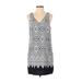 One Clothing Casual Dress - Shift V Neck Sleeveless: Blue Color Block Dresses - Women's Size Small