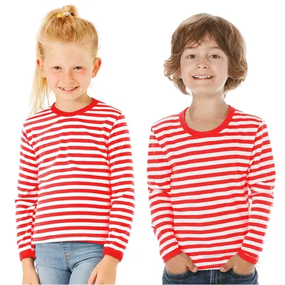 Langärmeliges Ringelshirt Red Stripes für Kinder
