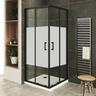 LANABLACK+ Cabine douche H 180 cm porte coulissante centre-opaque 80 x 80 cm