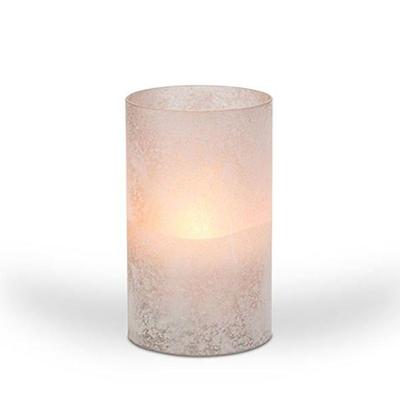Gerson 45844 - 3.5" x 6" GrayFrosted Glass Outdoor Battery Operated Illumaflame LED Wax Candle Light with Timer