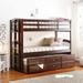 Modern and Casual Style Micah Convertible Twin over Twin Convertible Solid Pine Bunk Bed, Trundle with 3 Drawers