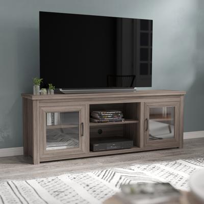 Classic TV Stand for up to 80" TVs-Glass Fronted Doors-Modern Finish - 65"W x 16"D x 23.625"H