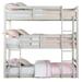 Transitional Style Ronnie Twin Size Triple Pine Wood Bunk Bed with Guardrails and Reversible Rail Ladder