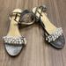 Zara Shoes | Gray Velvet Zara Sandals With Small Block Heel And Pearls | Color: Gray/Silver | Size: 10
