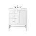 "Addison 30"" Single Vanity Cabinet - Glossy White - With 3 CM Eternal Jasmine Pearl Quartz Top - James Martin E444-V30-GW-3EJP"