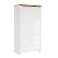 Armoire 2 portes 1 tiroir blanche et naturelle