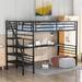 Twin Black Metal Loft Bed Frame with Desk, No Box Spring Needed