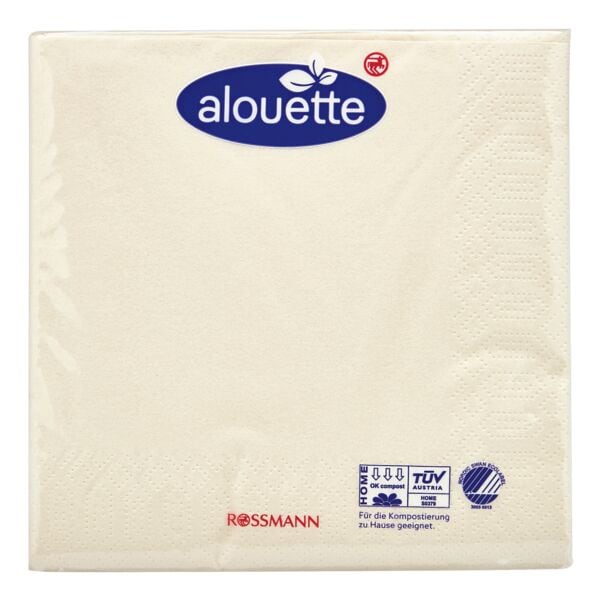 alouette 30 Servietten 3-lagig 33x33 cm creme gold, 33x33 cm Image