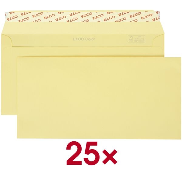 ELCO Briefumschläge »COLOR hellchamois« DL+ ohne Fenster mit Haftklebung - 25 Stück braun, 22.9x11.4 cm