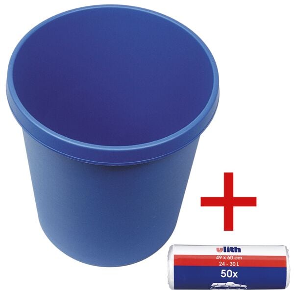 helit Papierkorb inkl. Müllbeutel blau, 31x32x31 cm Image