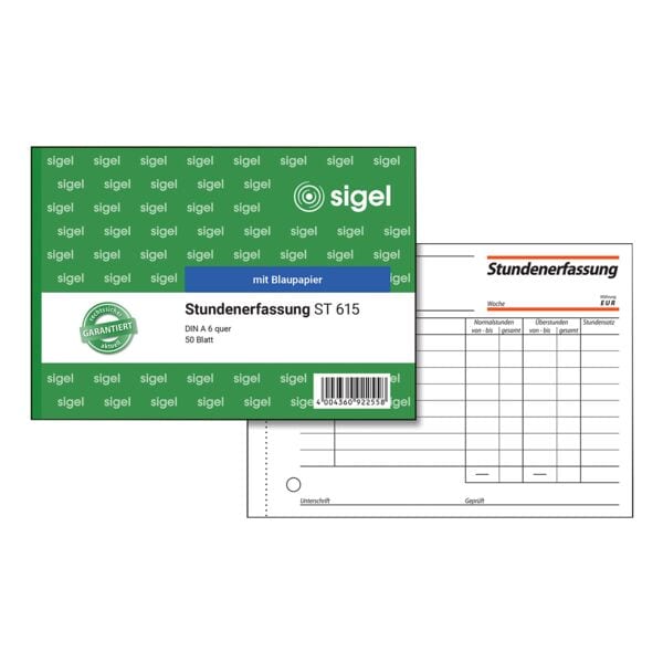 Sigel Formularbuch »Stundenerfassung« ST615 weiß Image