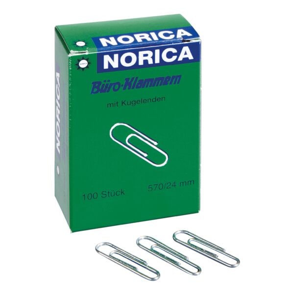 Norica Büroklammern 24mm glatt, silberfarben, 100 Stück silber Image