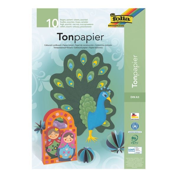 folia Tonpapierblock 130g/m² 10 Farben A3 10 Blatt gelb, 29.7x42 cm Image