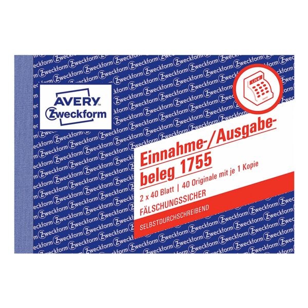 Avery Zweckform Formularbuch »Einnahme-/Ausgabebeleg mit Dokumentendruck« (2-fach) gelb, 14.8x10.5 cm Image