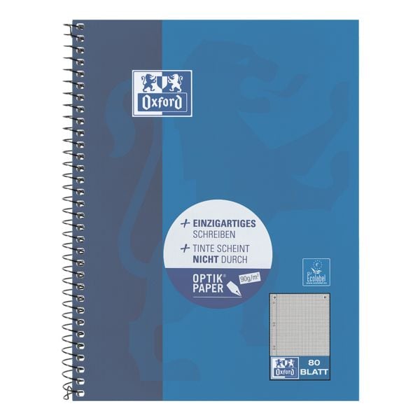 Oxford Collegeblock 100050393 A5 kariert, holzfreies Papier weiß