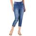 Plus Size Women's 360 Stretch Capri Jean by Denim 24/7 in Multi Floral Embellishment (Size 28 W) Pull On Pedal Pushers