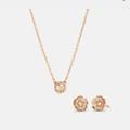 Coach Jewelry | Coach Necklace & Tea Rose Stud Earrings Set | Color: Gold | Size: Os