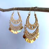 Free People Jewelry | New~ Free People Lace & Coin Gold Chandelier Hoop Earrings | Color: Gold | Size: Os