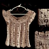 American Eagle Outfitters Tops | American Eagle Smocked Fringe Off The Shoulder Top Boho Size S | Color: Black/Gray | Size: S