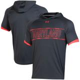 Men's Under Armour Black Maryland Terrapins On-Court Basketball Shooting Hoodie Raglan Performance T-Shirt