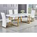 Wade Logan® Abelle 5 - Piece Dining Set Wood/Upholstered/Metal in Yellow | 30 H in | Wayfair C39F97D341B64125B009394D9EAF654A