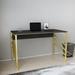 Willa Arlo™ Interiors Ricka Writing Desk Wood/Metal in Yellow/Brown | 29.5 H x 47.2 W x 23.6 D in | Wayfair 43C5471D50E7436F9D865F5B0D3EF0D6