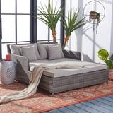 Latitude Run® Cadeo Rattan Daybed w/ Mattress Wicker/Rattan in Gray | 27.59 H x 53.1 W x 62.4 D in | Outdoor Furniture | Wayfair