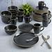 Gibson Home Rockaway 32 Piece Dinnerware Set Ceramic/Earthenware/Stoneware in Black | Wayfair 99403.32R