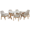 Gartentisch Weiß / Beige mit 6 Geflecht-Stühlen Beton Akazienholz-Gestell Gartenausstattung Gartenmöbel Garten und Terrasse rustiklaler Look