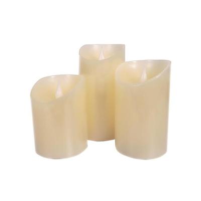 Gerson 45936 - 4"/5"/6" Bisque Wavy Edge Battery Operated LED Wax Candle Light with Timer (Set of 3)