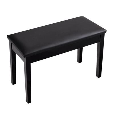 Costway Solid Wood PU Leather Padded Piano Bench Keyboard Seat-Black