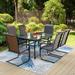 Sophia & William Outdoor Patio 7-Piece Dining Set, 1 Metal Table with an Umbrella Hole and 6 C-Spring PE Rattan Chairs