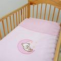 5 piece set Duvet Pillow with Covers and Cotton Fitted Sheet for 140x70 cm Baby Cot Bed (Moon Pink)