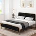 Etta Avenue™ Melle Platform Bed Velvet in Black | 42.5 H x 76 W x 83 D in | Wayfair E15D815914244B45AAE2038BC31869E0