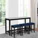 Red Barrel Studio® Kate 60 Inch 4 Piece Bar Table Set w/ Stools, Blue Wood/Upholstered in Brown/White | 36 H x 60 W x 20 D in | Wayfair