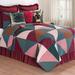 Loon Peak® Alycea Reversible Quilt Set Polyester/Polyfill/Cotton in Brown/Green/Red | Full/Queen Quilt + 2 Shams | Wayfair