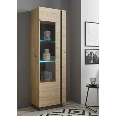Vitrine 1-türig 60 cm mit Beleuchtung Eiche Graphit CORATO Image