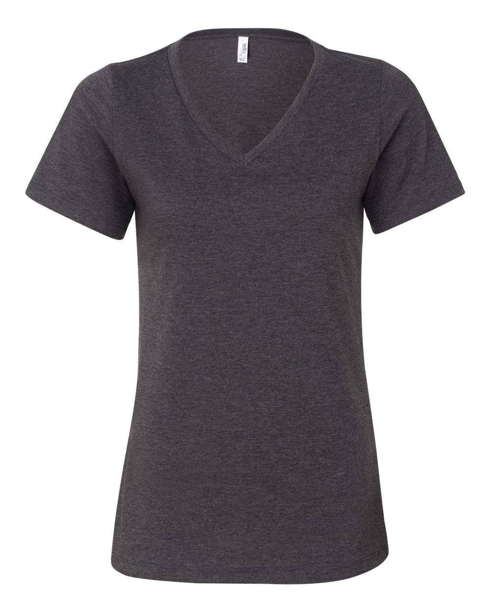 Bella + Canvas 6405CVC Women's Relaxed Heather CVC Jersey V-Neck T-Shirt in Dark Grey size XL | Cotton/Polyester Blend